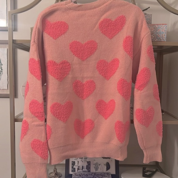 Pink heart long sleeve with pink hearts that are fuzzy and fun - Picture 5 of 5